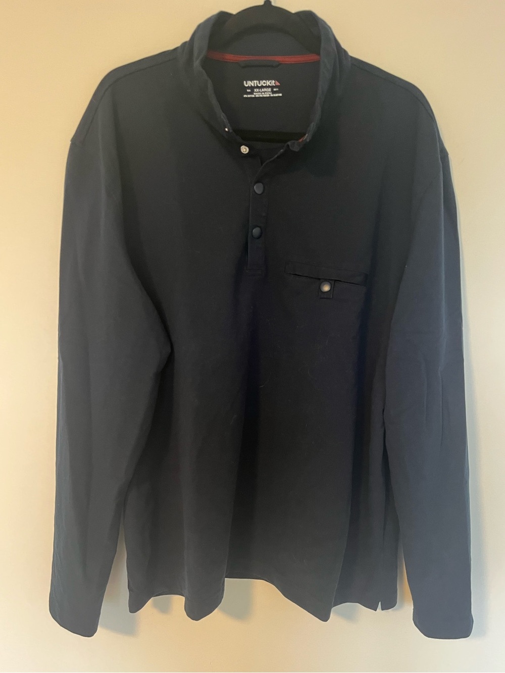 UNTUCKit Navy Long-Sleeve Henley Sweatshirt with Chest Pocket
